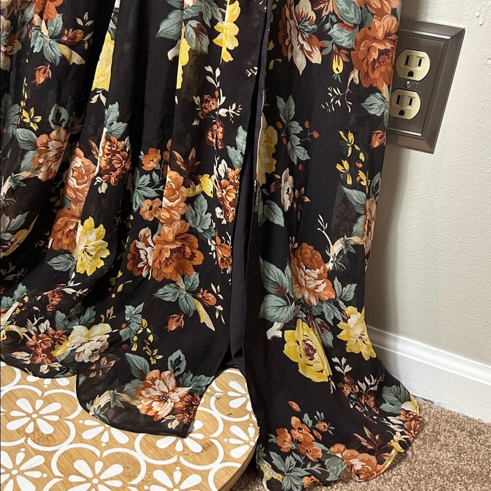 Veronica Beard Avani brown floral silk bias cut maxi dress with slit EUC - Picture 10 of 16